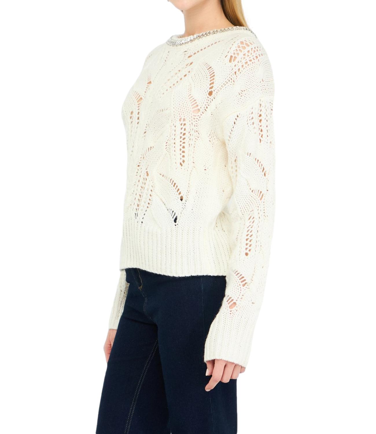 Liu Jo Maglia Gioiello Bianco Lana Donna