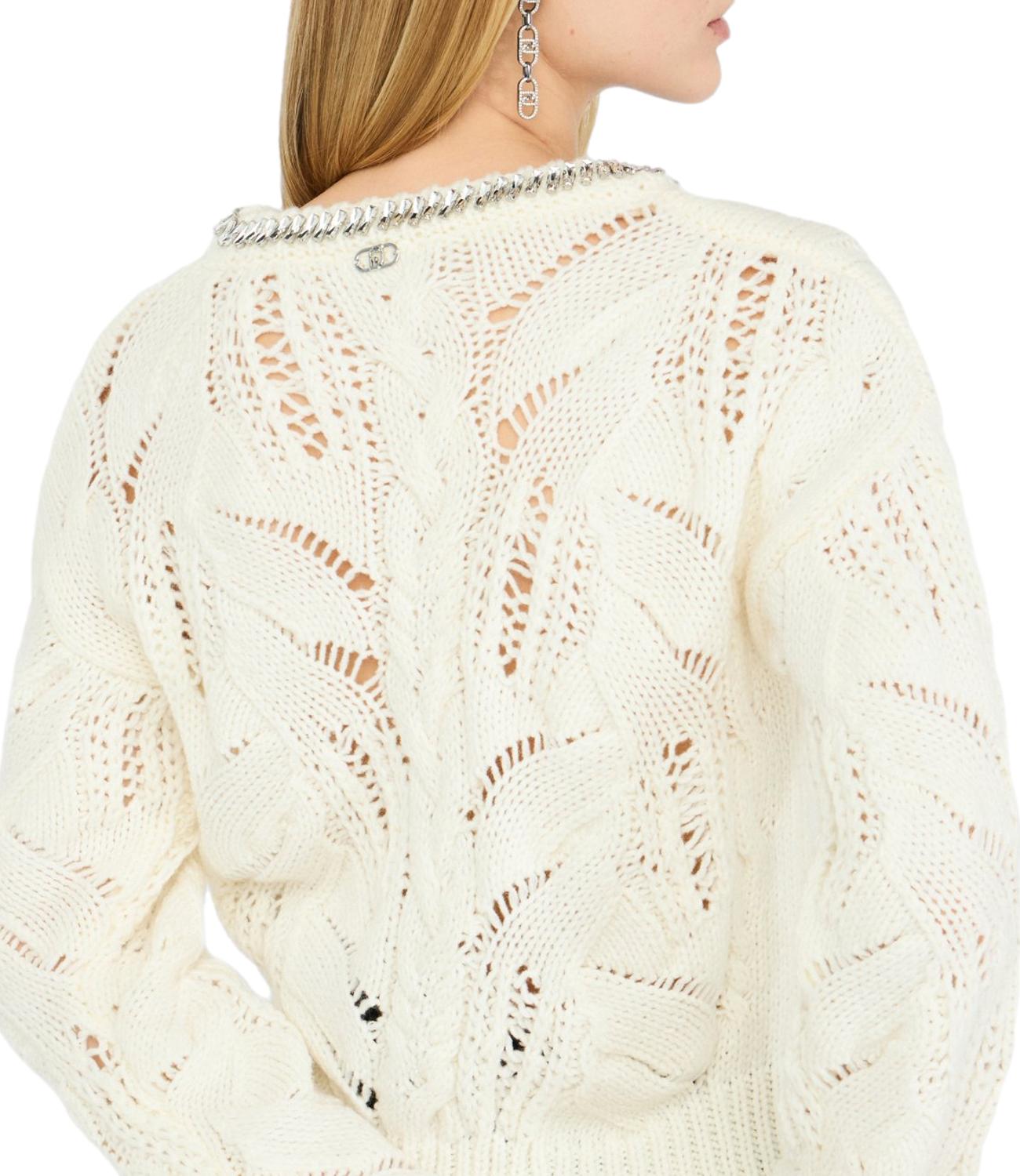 Liu Jo Maglia Gioiello Bianco Lana Donna