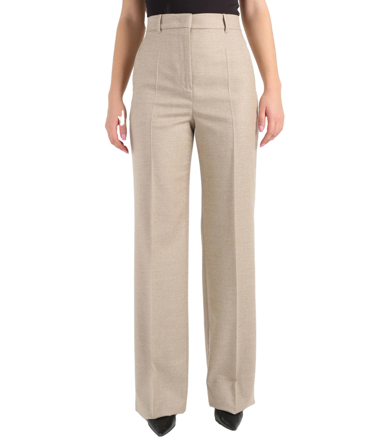 Max Mara Studio Pantalone Lambro Beige Melange Donna