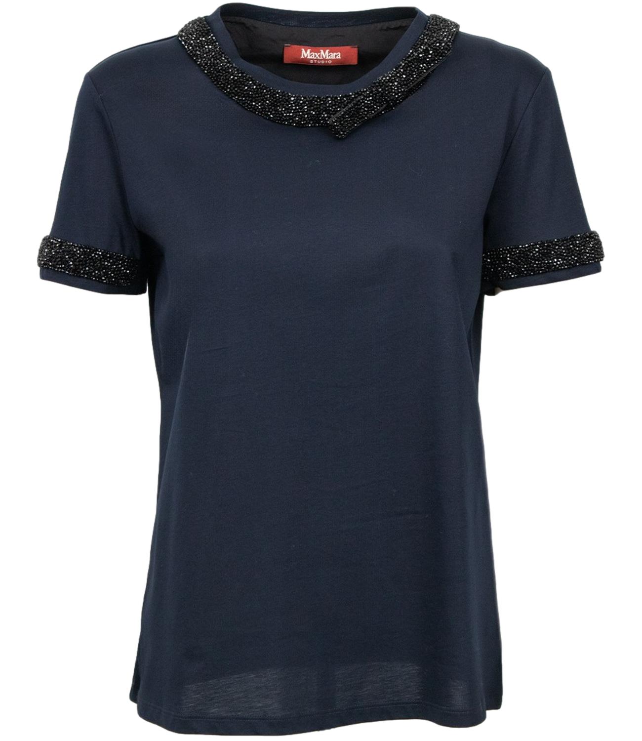 Max Mara Studio T-shirt Pontile Blu Donna