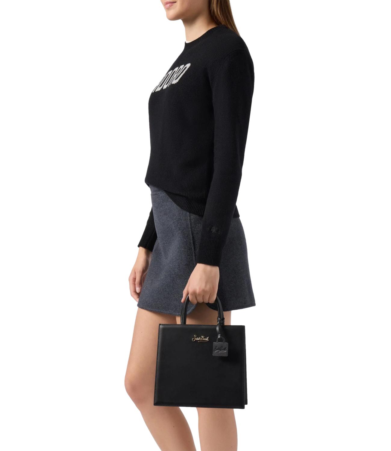 Mc2 Saint Barth Borsa Shop Bag Midi Pelle Nera Donna