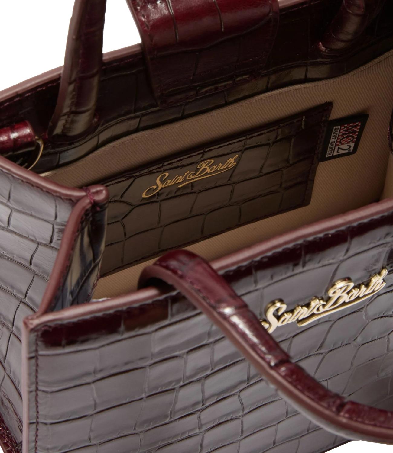 Mc2 Saint Barth Borsa Mini Pelle Cocco Bordeaux Donna