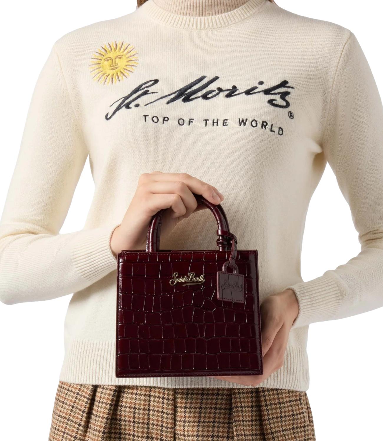 Mc2 Saint Barth Borsa Mini Pelle Cocco Bordeaux Donna