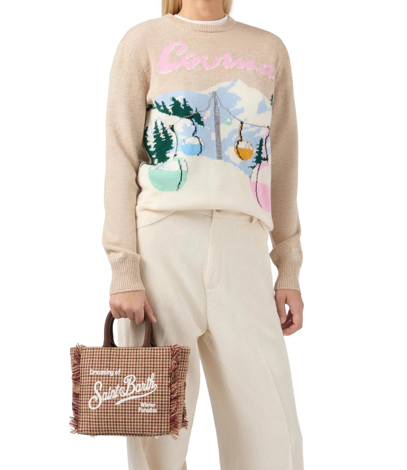 Mc2 Saint Barth Borsa Vanity Mini Wool Pied de Poule Donna