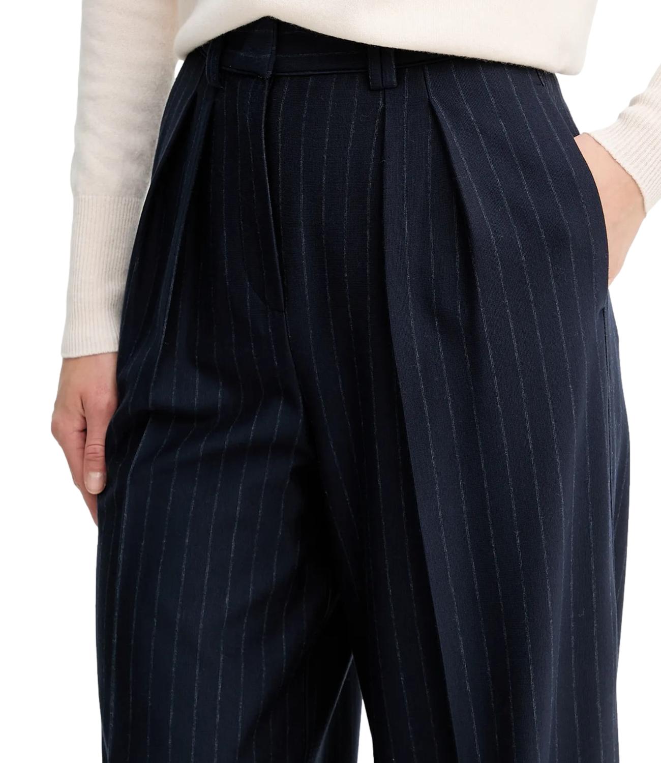 MM Pantalone Gela Blu Notte Gessato Donna