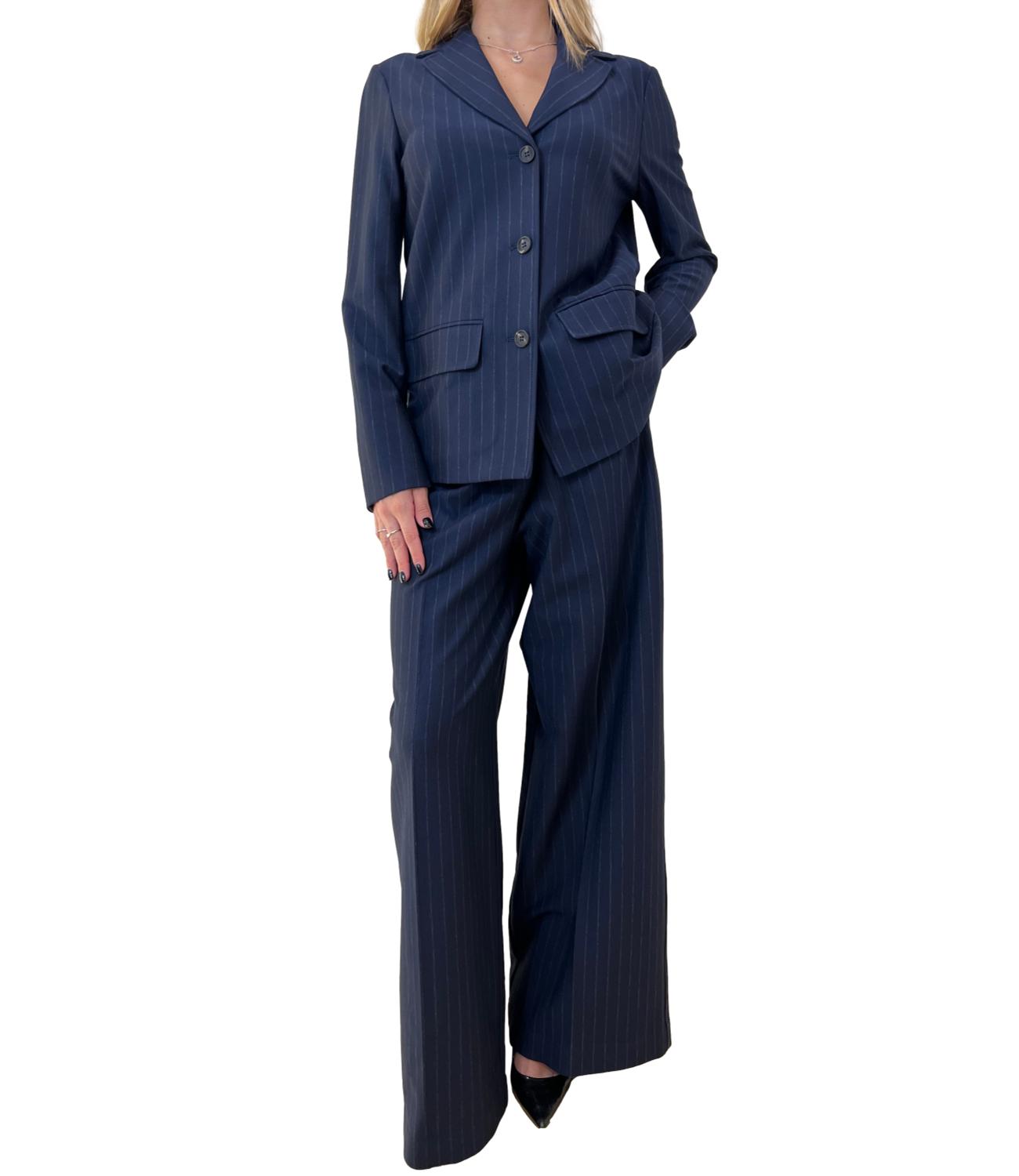 MM Giacca Todi Blu Notte Gessato Donna