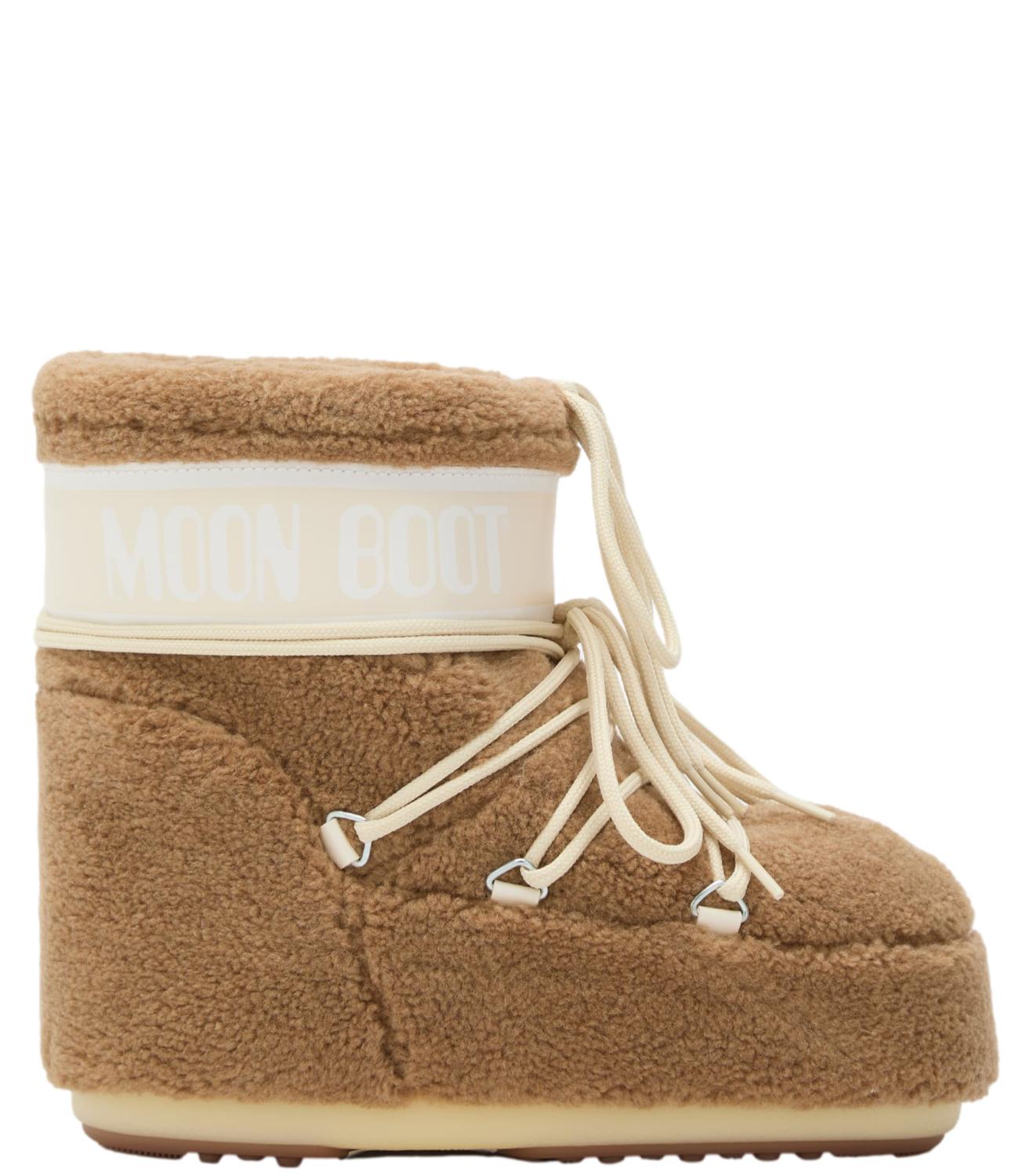 MOON BOOT DOPOSCI BASSO ICON LOW FLEECE TEDDY CAMEL DONNA