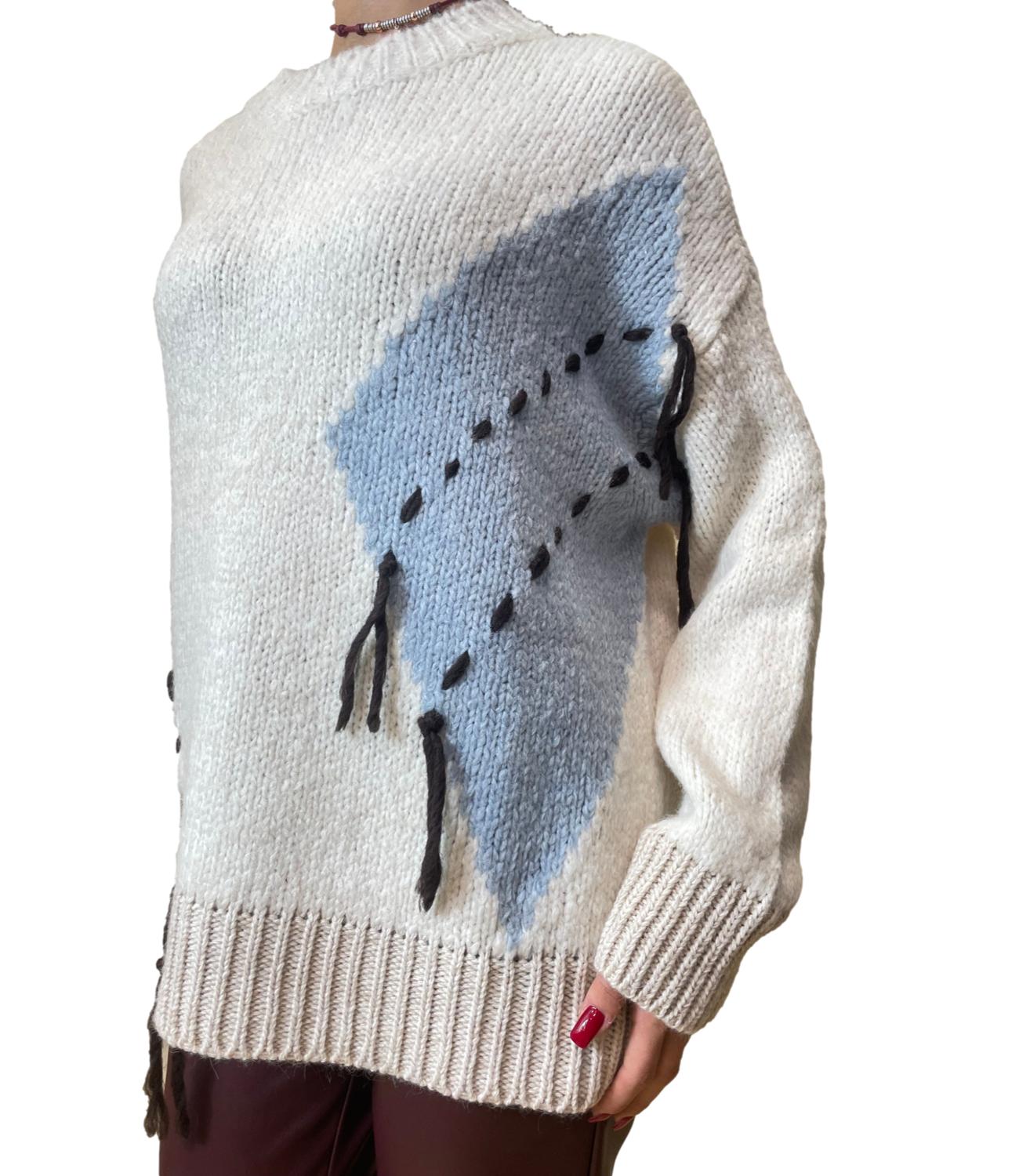 Motel Maglia Rombi Burro Donna