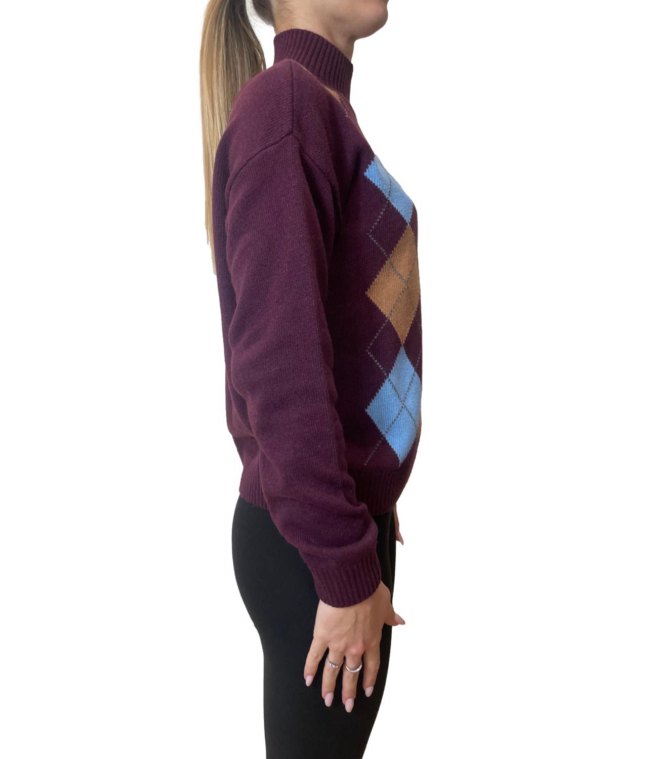 Motel Maglia Dolcevita Rombi Bordeaux Donna