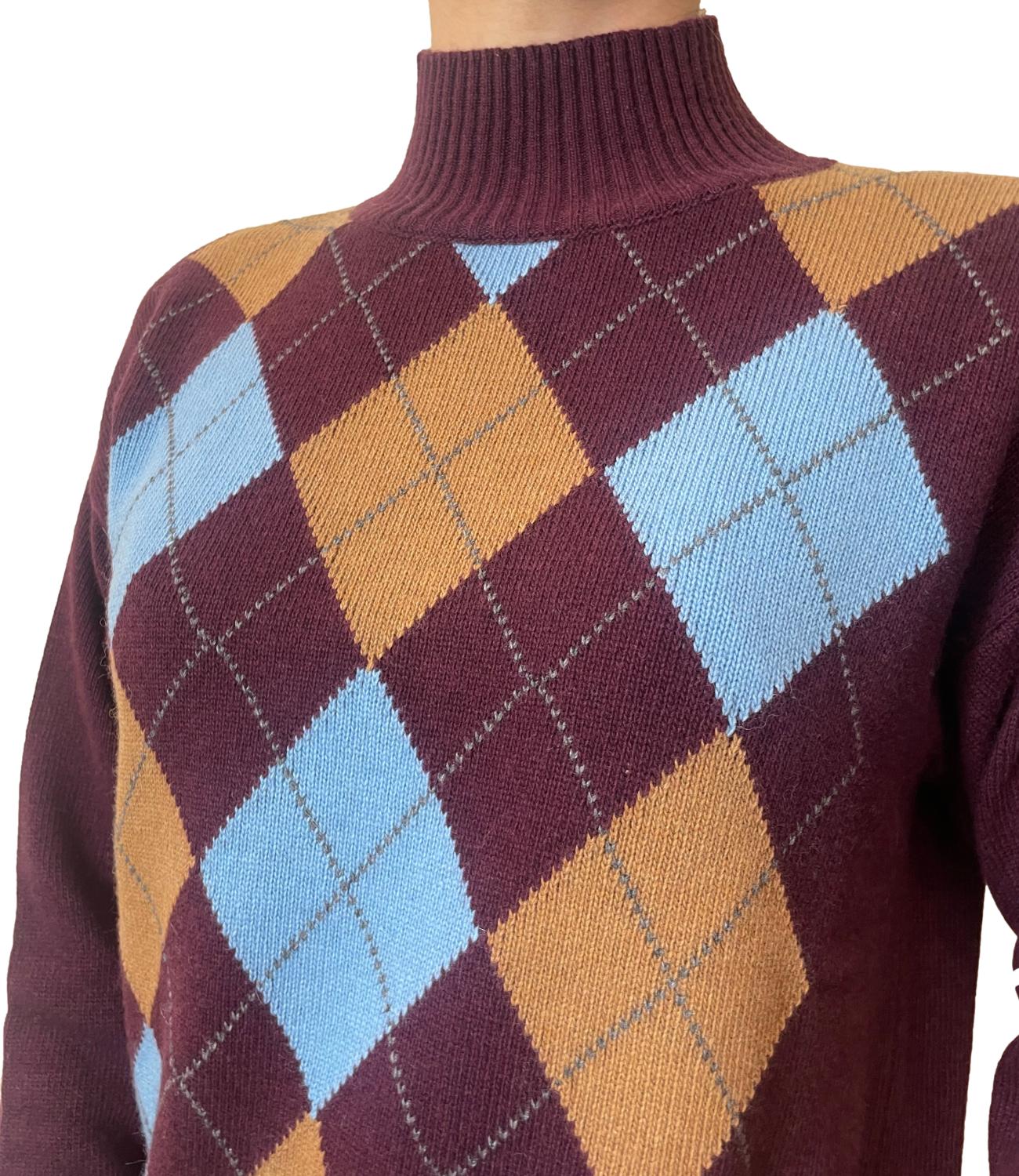 Motel Maglia Dolcevita Rombi Bordeaux Donna