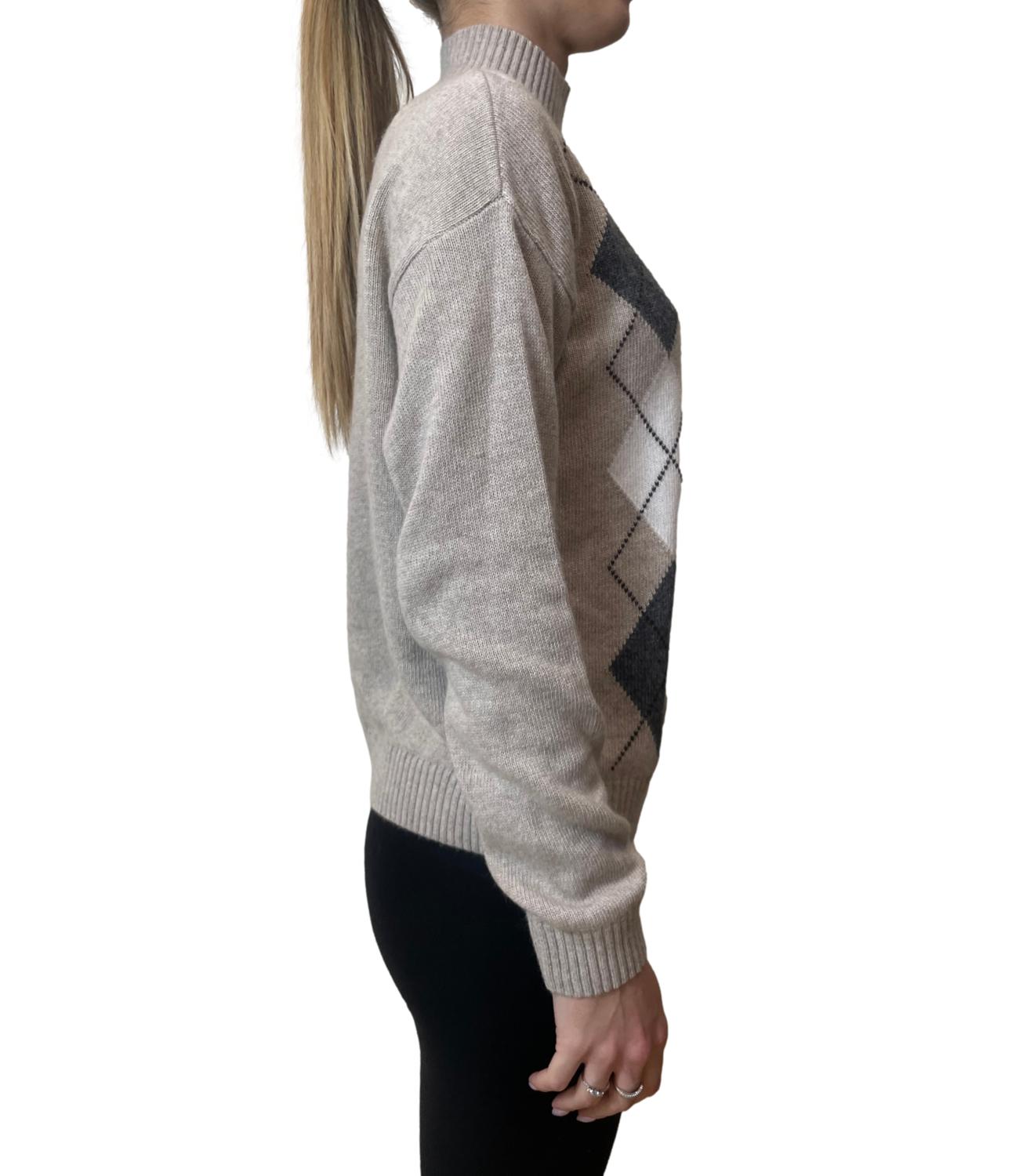 Motel Maglia Dolcevita Rombi Beige Donna