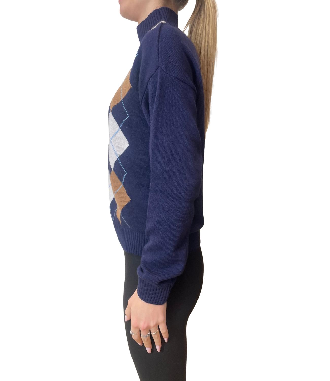 Motel Maglia Dolcevita Rombi Blu Donna