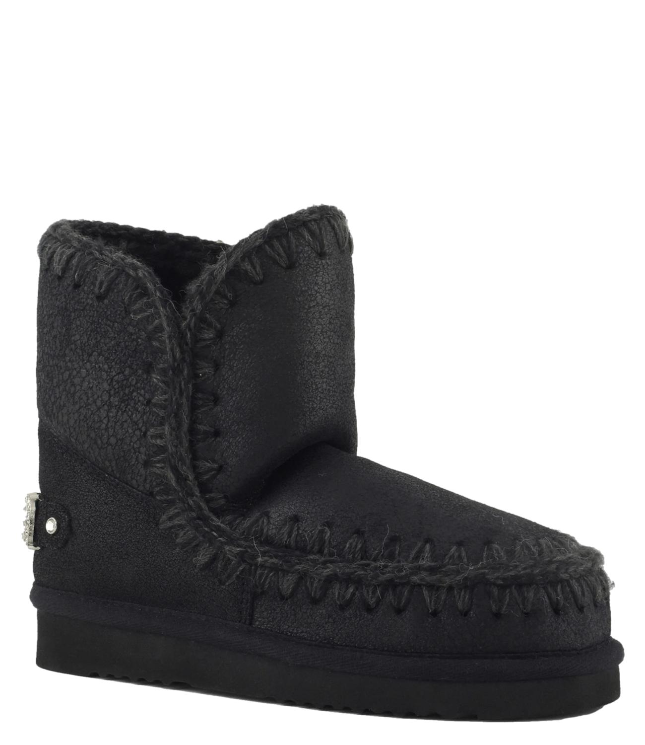 Mou Stivali Eskimo 18 rhinestones logo Cracked Black Donna