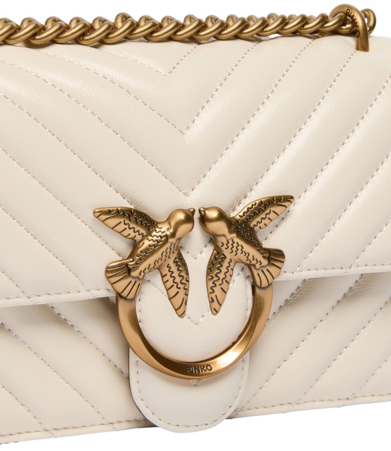 Pinko Borsa Love One Mini DC Sheep Nappa Bianca/Oro Donna