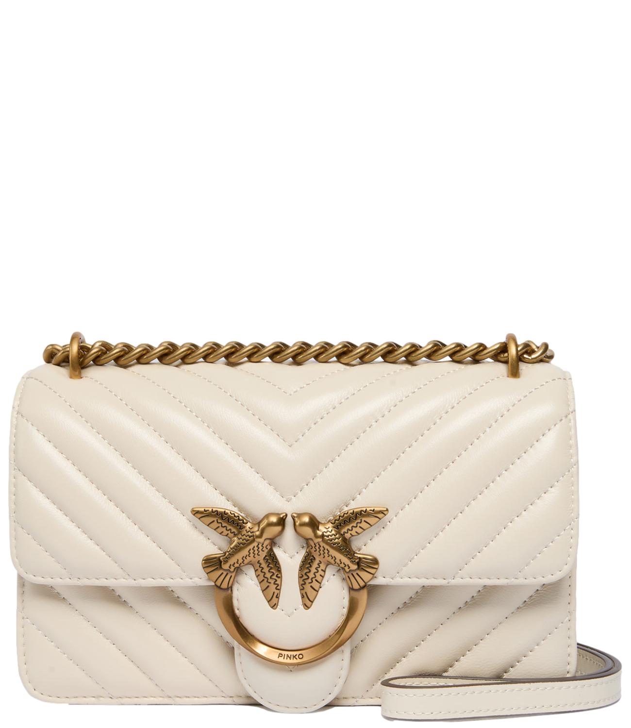 Pinko Borsa Love One Mini DC Sheep Nappa Bianca/Oro Donna