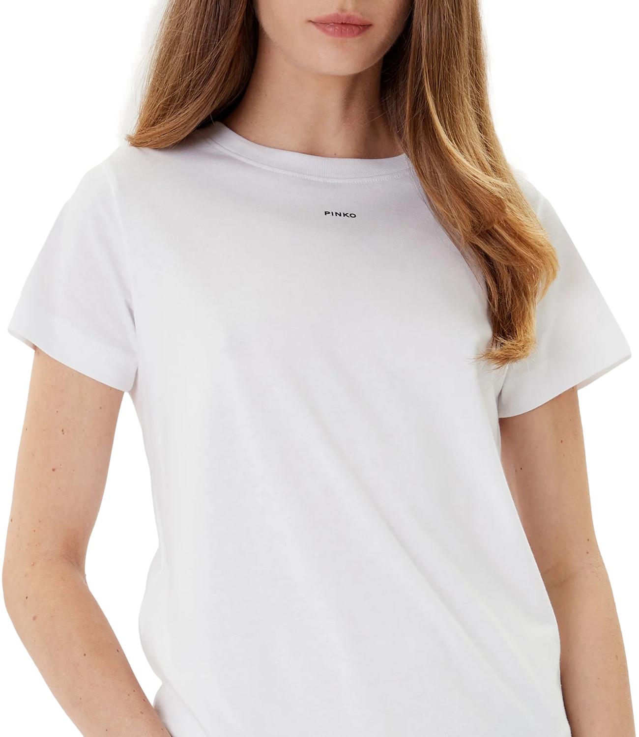 Pinko Basic T-shirt Logo Bianco Brillante Donna