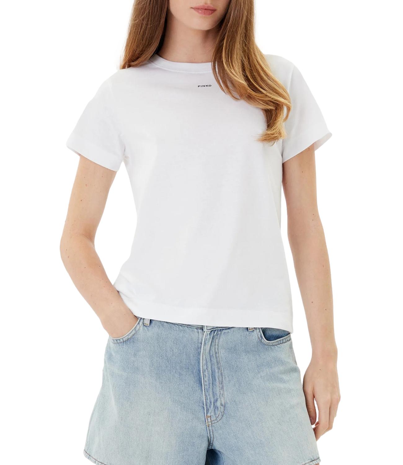 Pinko Basic T-shirt Logo Bianco Brillante Donna