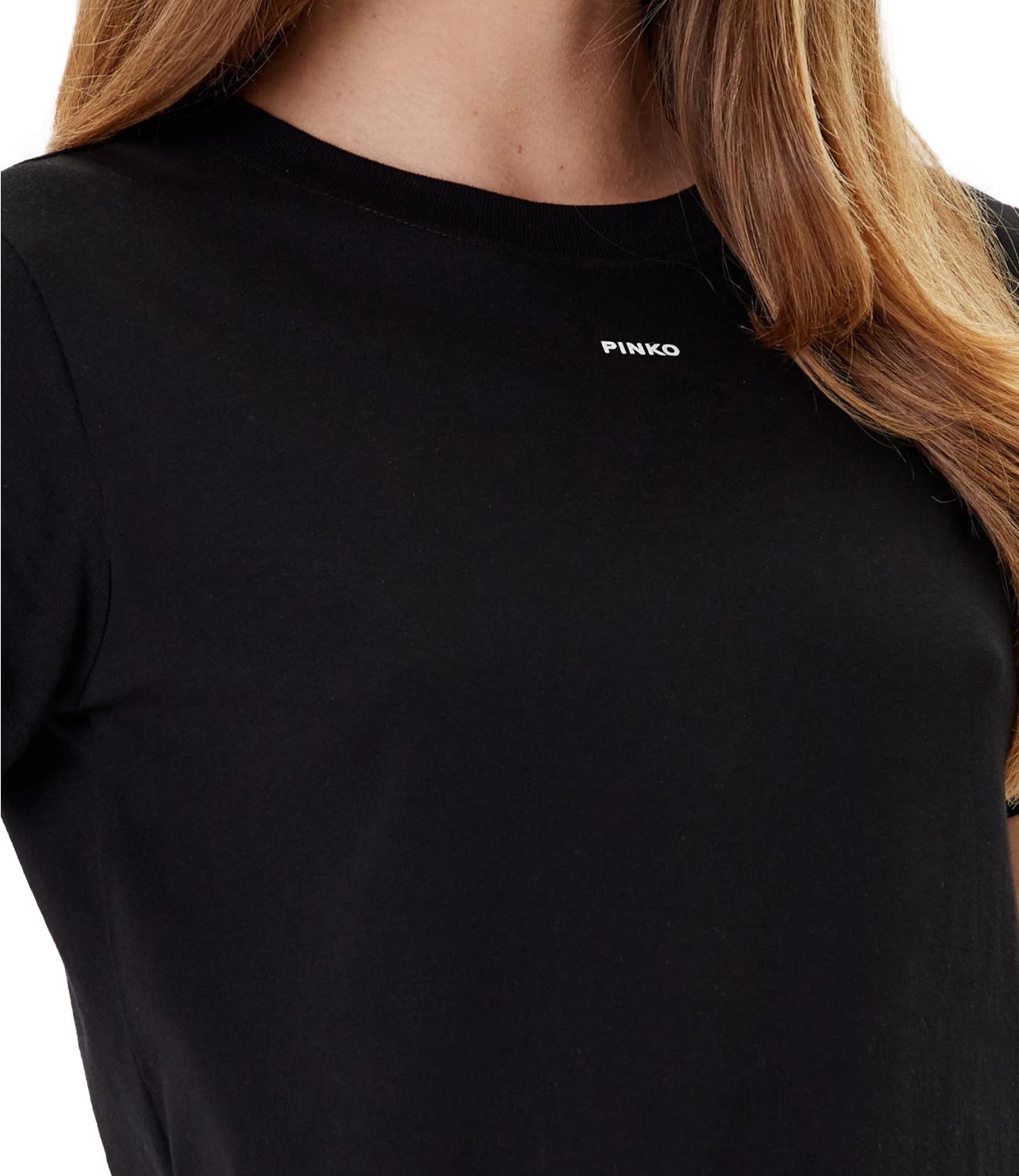 Pinko Basic T-shirt Logo Nero Limousine Donna
