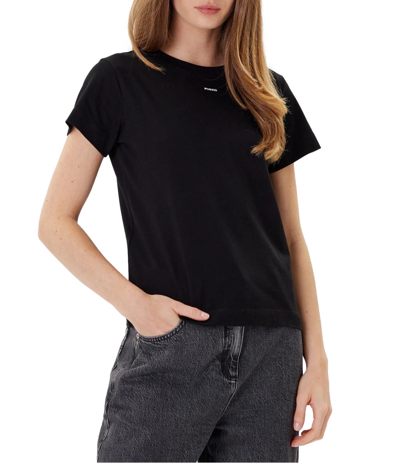 Pinko Basic T-shirt Logo Nero Limousine Donna