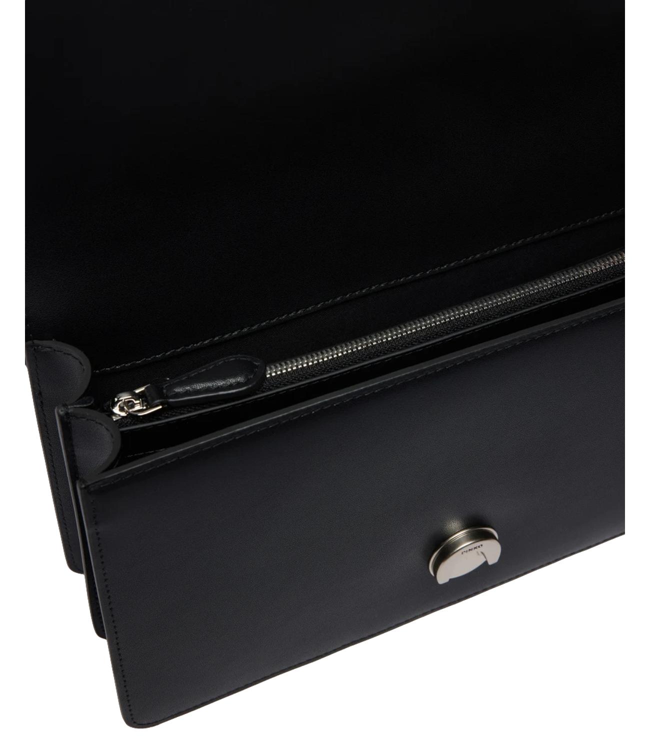Pinko Borsa a mano nera con logo old silver