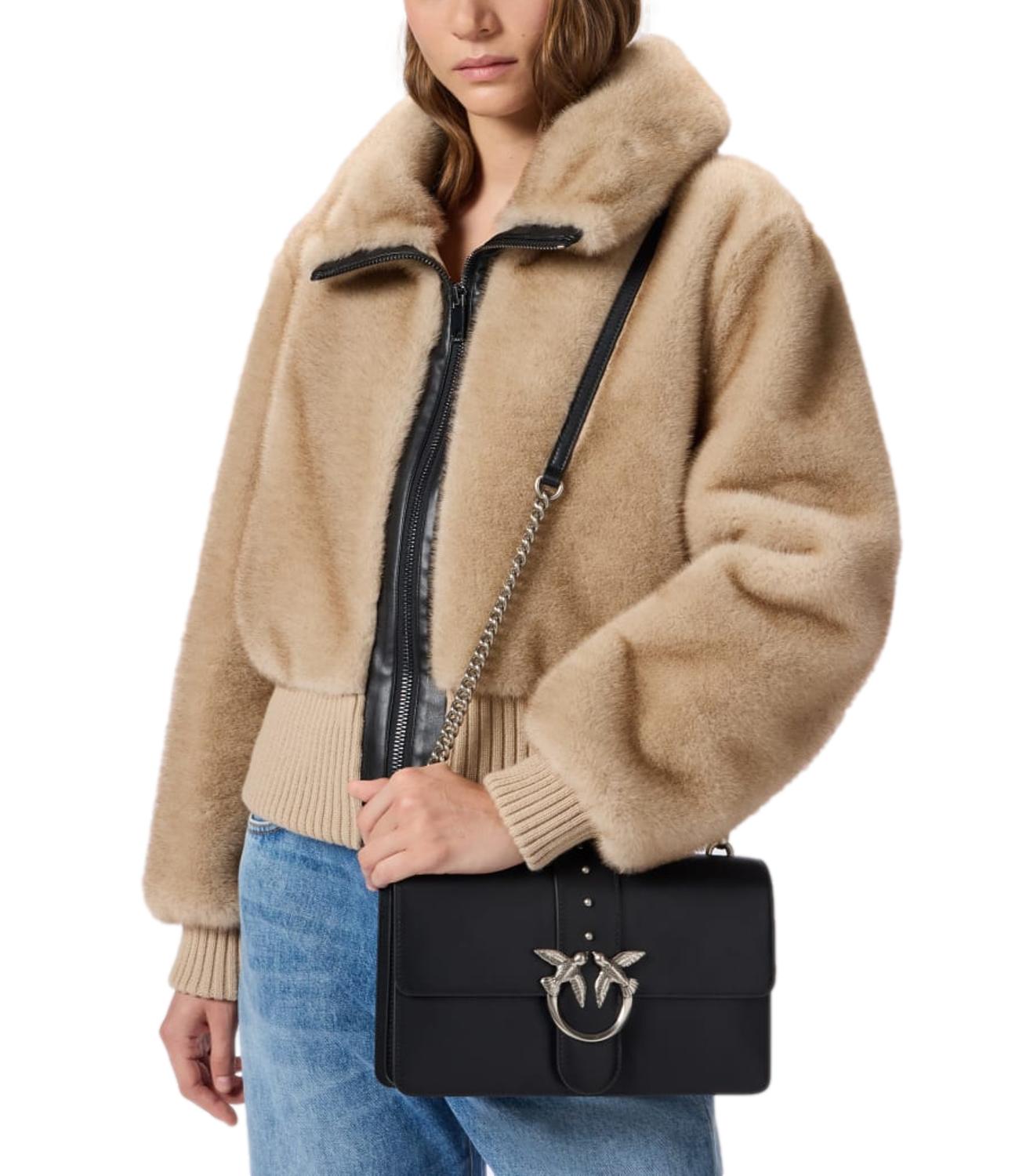 Pinko Borsa a mano nera con logo old silver