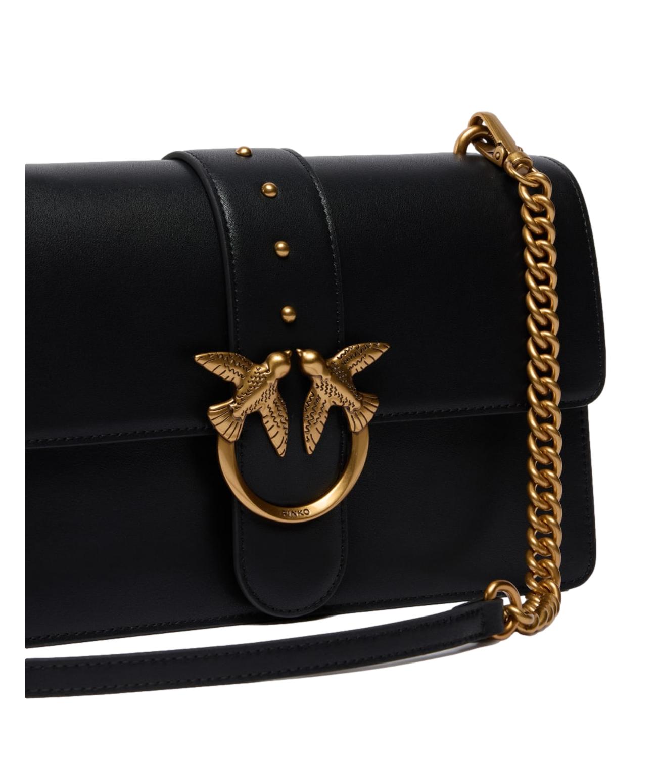 Pinko Borsa a mano nera con logo dorato