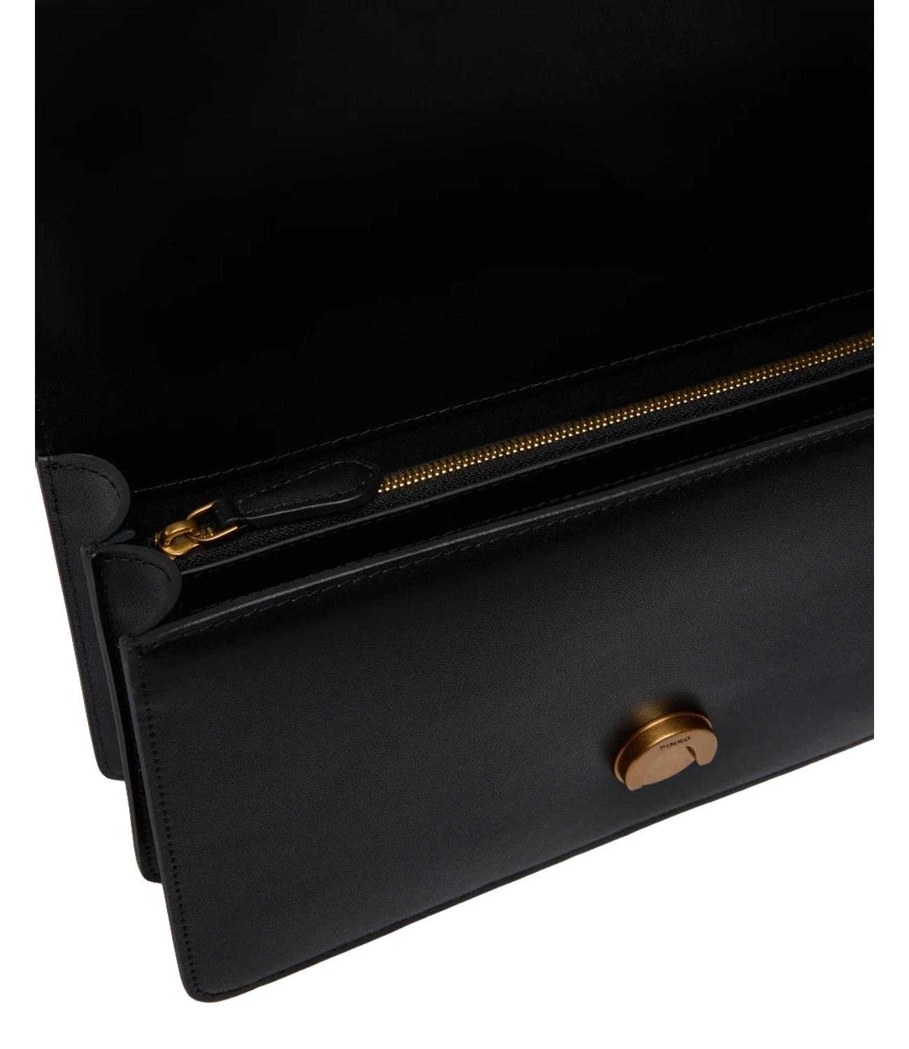 Pinko Borsa a mano nera con logo dorato