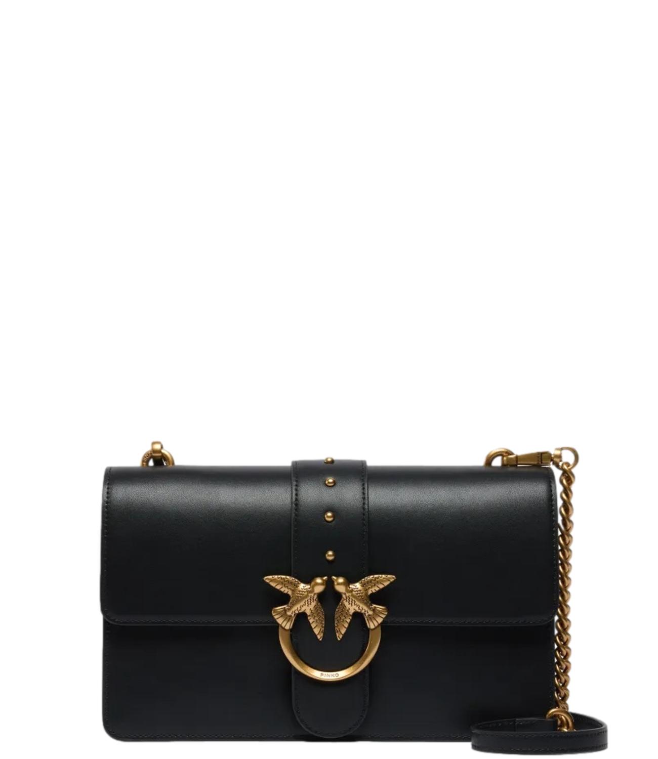 Pinko Borsa a mano nera con logo dorato
