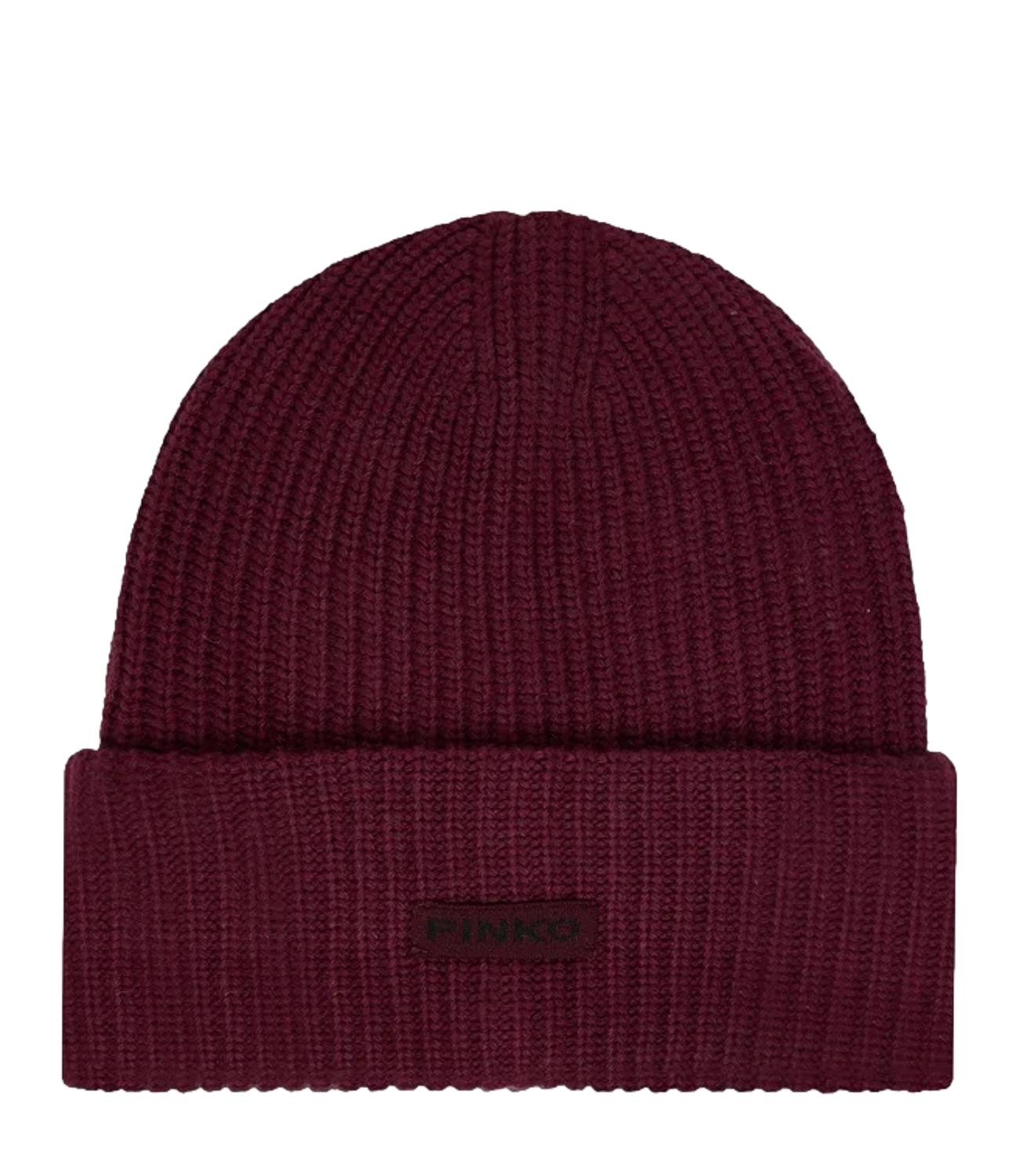 PINKO cappello Bosnia Beanie Half English Rib bordeaux donna