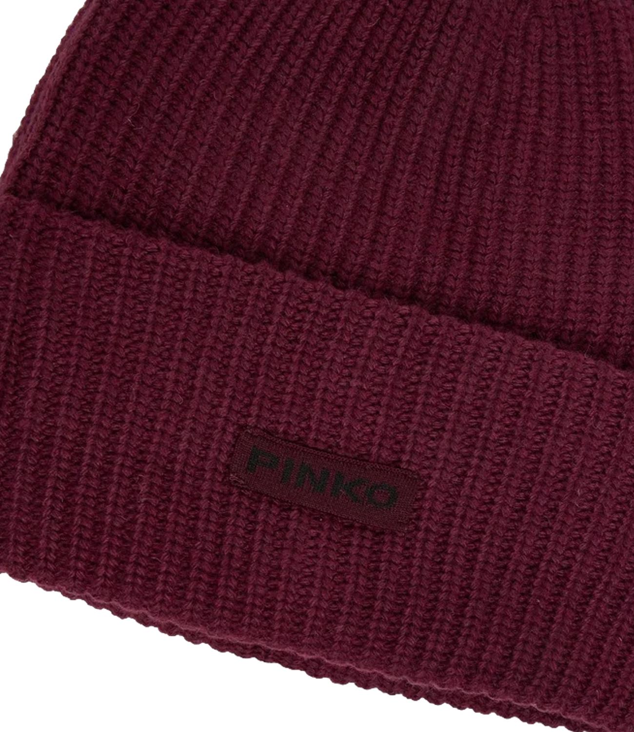PINKO cappello Bosnia Beanie Half English Rib bordeaux donna
