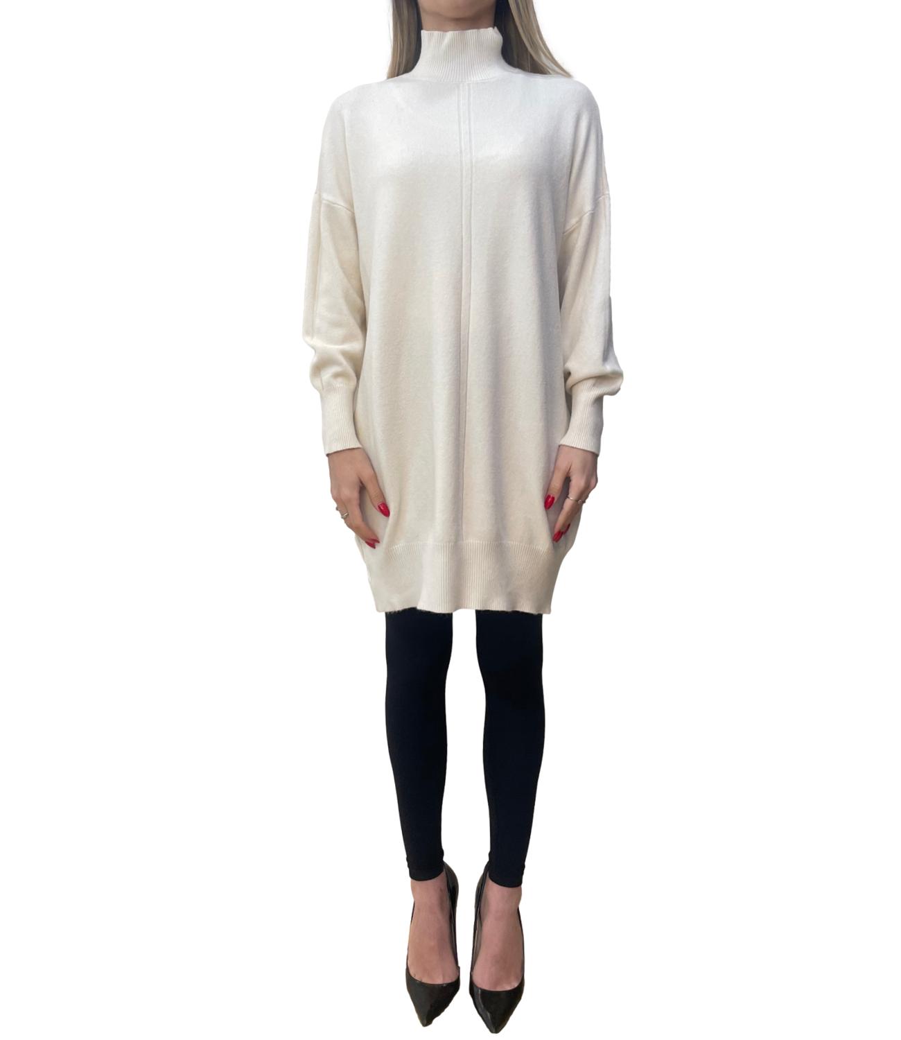 Studio It abito collo alto panna donna