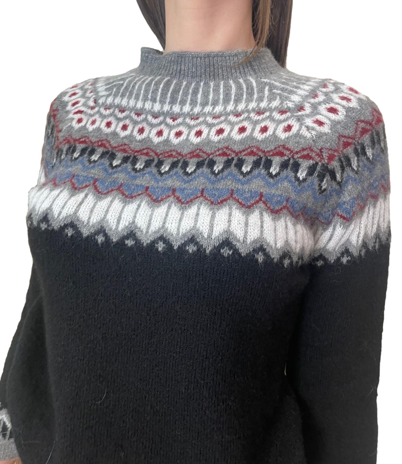 Studio It Maglia Nero Mot.Geometrico Donna