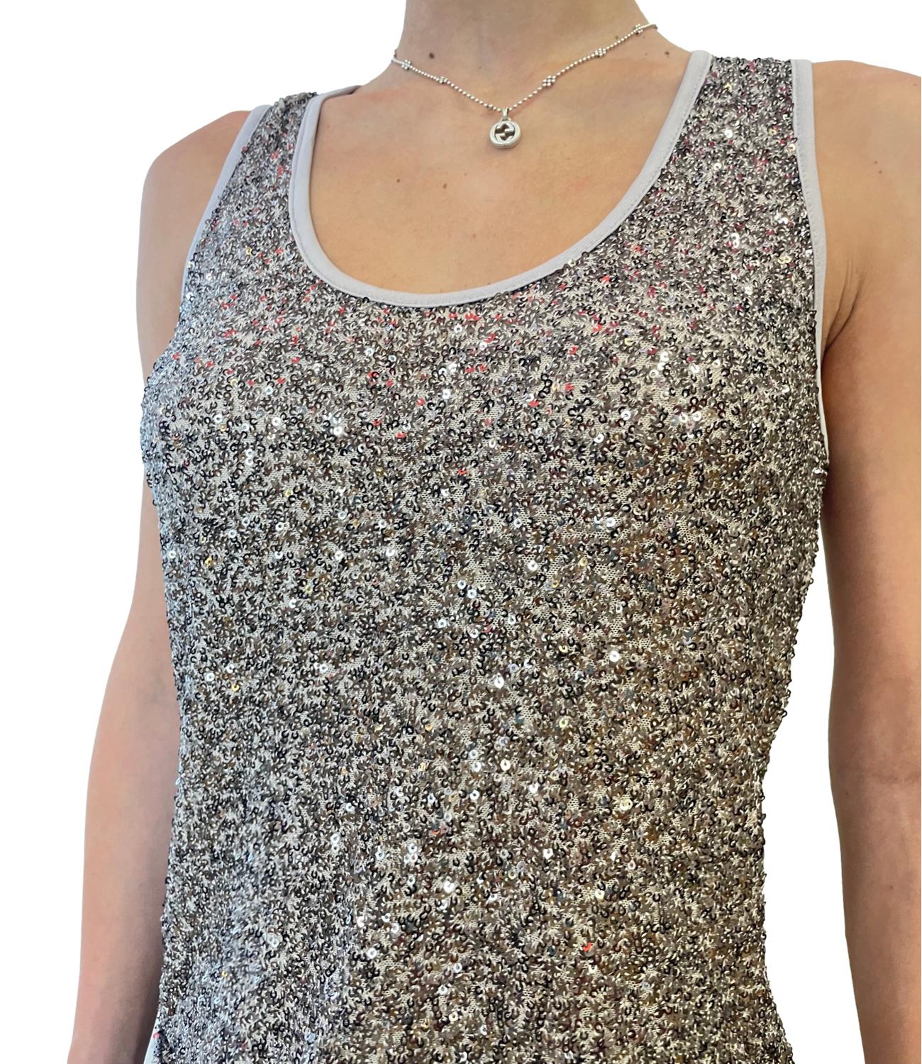 Susy Mix Canotta Paillettes Fango Donna