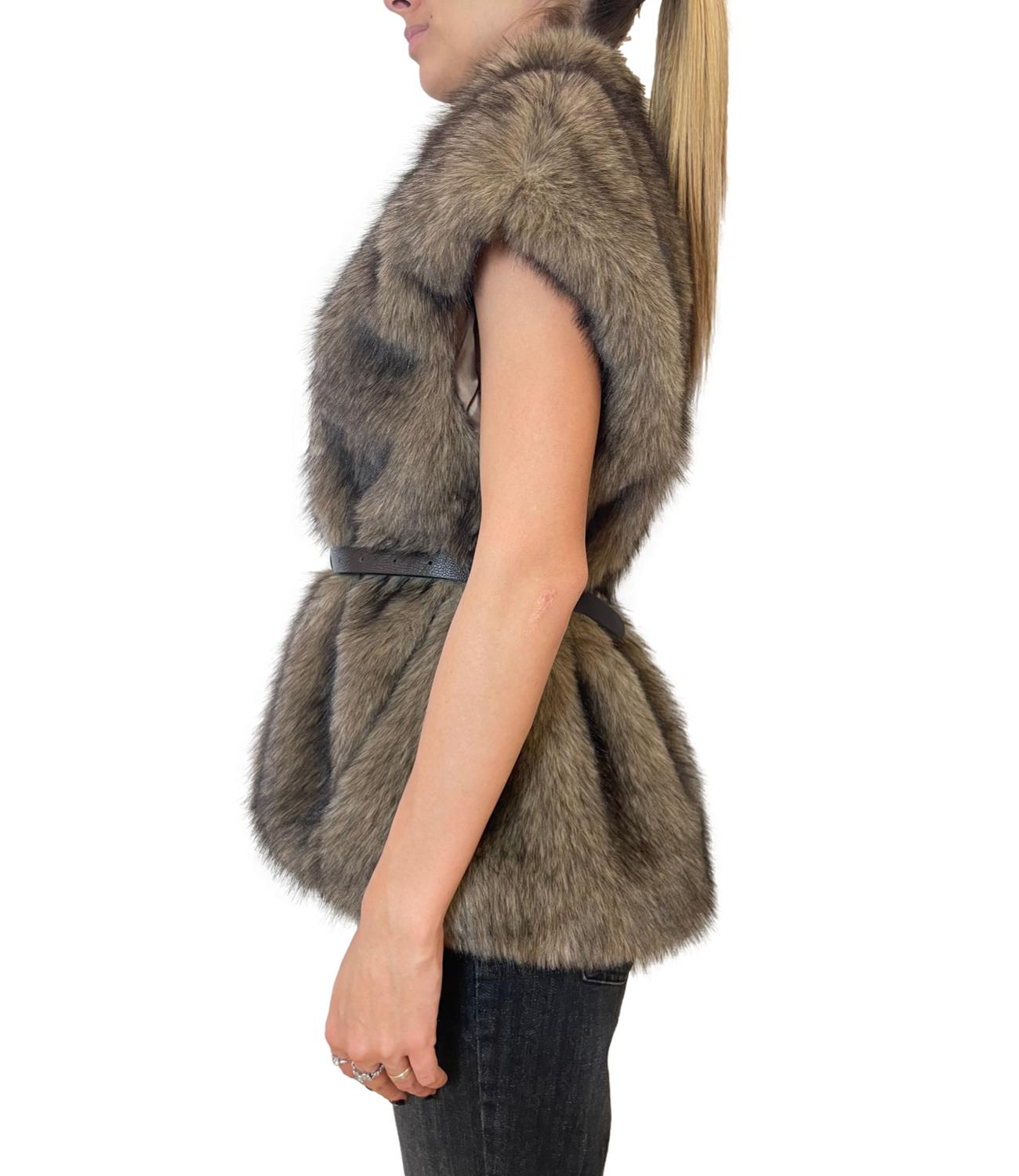 Susy Mix Gilet Pelliccia Cammello Donna