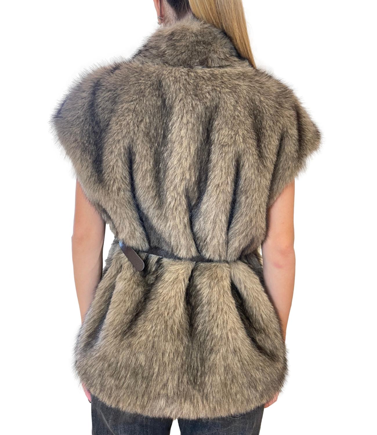 Susy Mix Gilet Pelliccia Cammello Donna