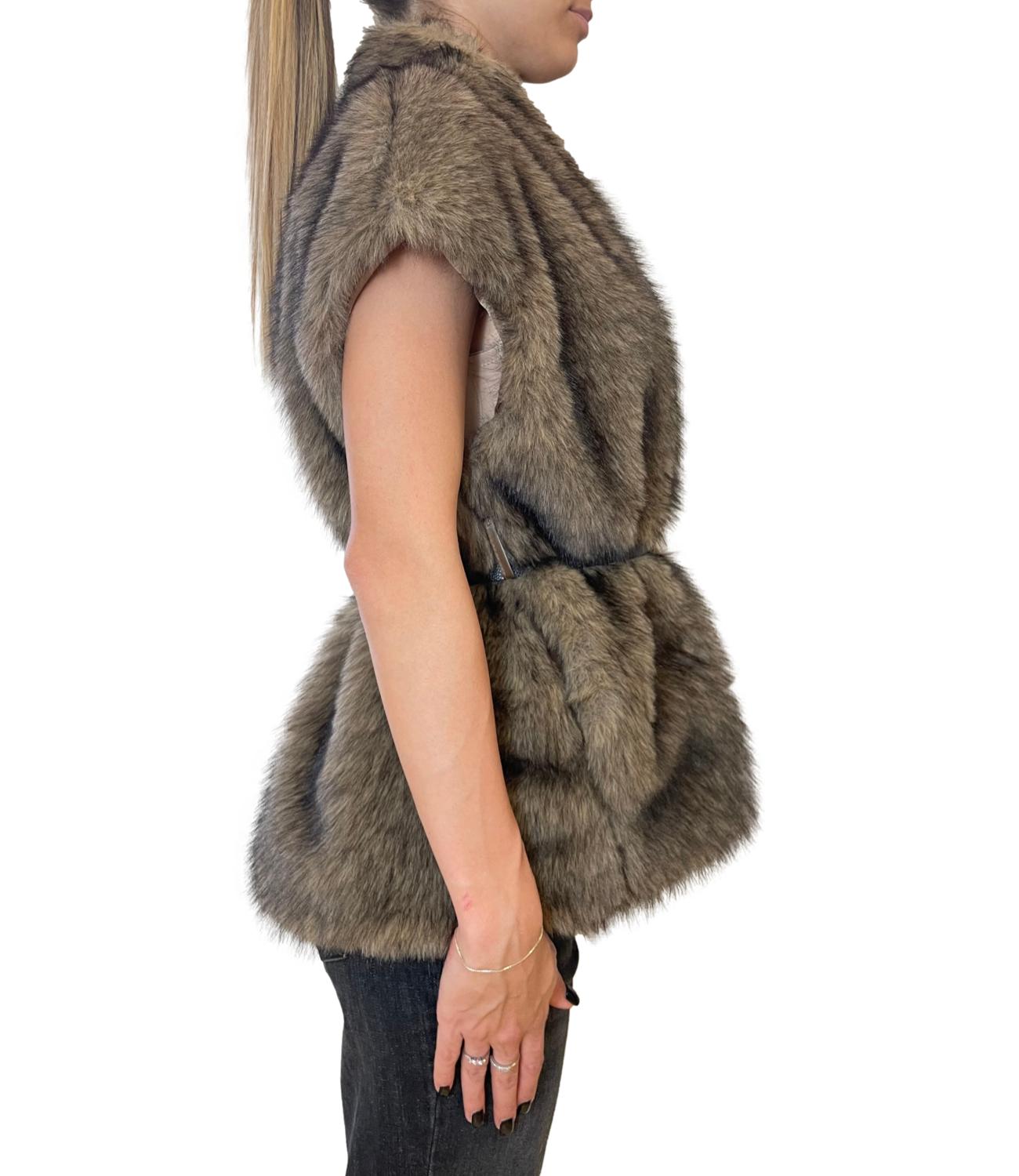 Susy Mix Gilet Pelliccia Cammello Donna
