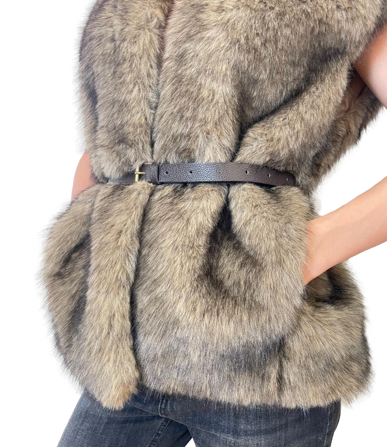Susy Mix Gilet Pelliccia Cammello Donna