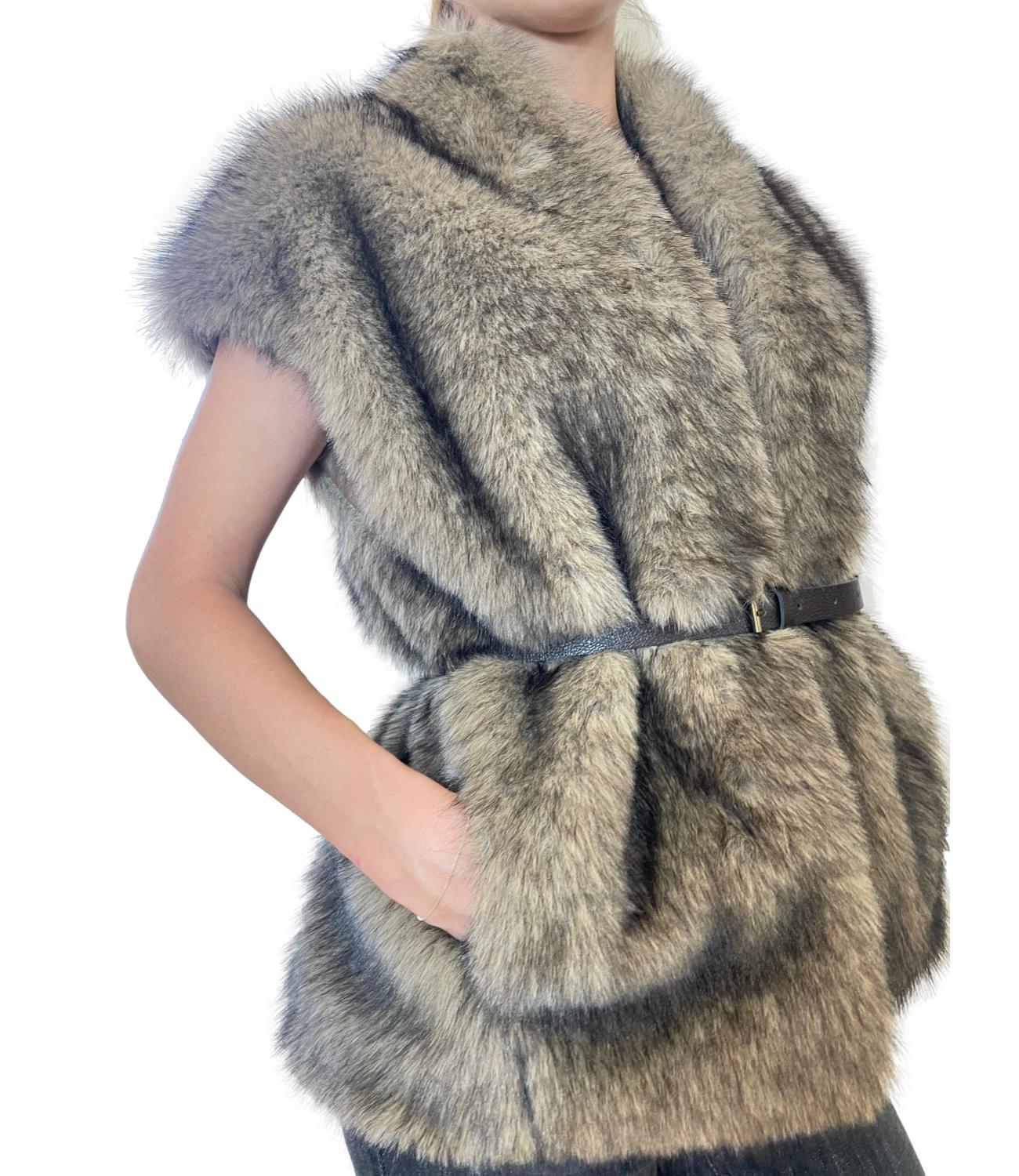 Susy Mix Gilet Pelliccia Cammello Donna