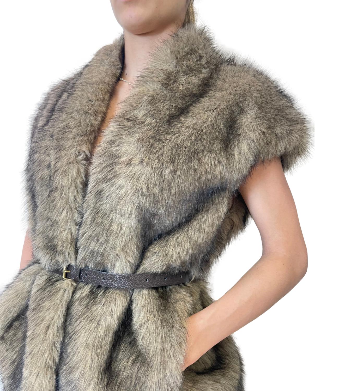 Susy Mix Gilet Pelliccia Cammello Donna