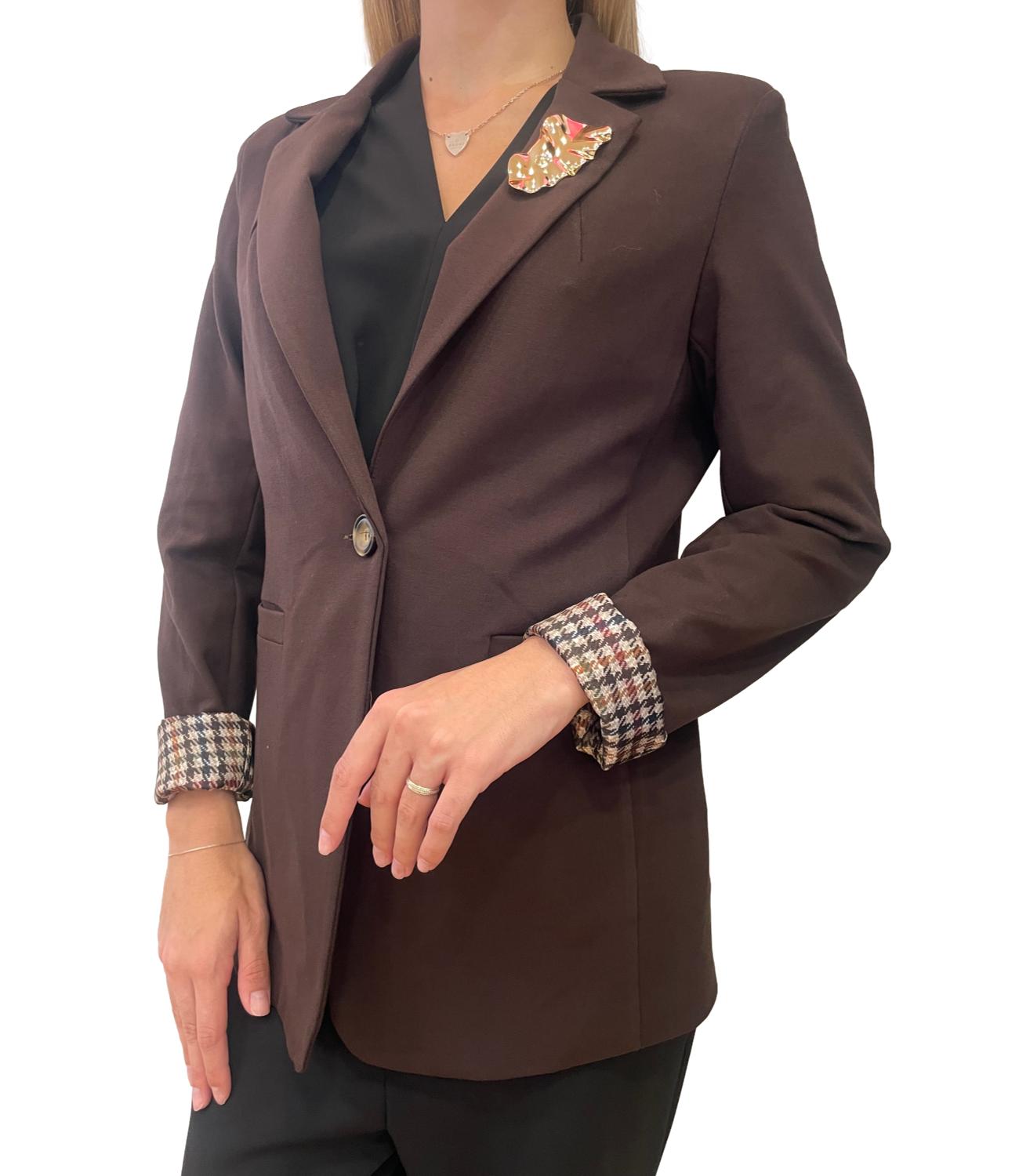 Susy Mix Giacca C/Spilla Moro Donna
