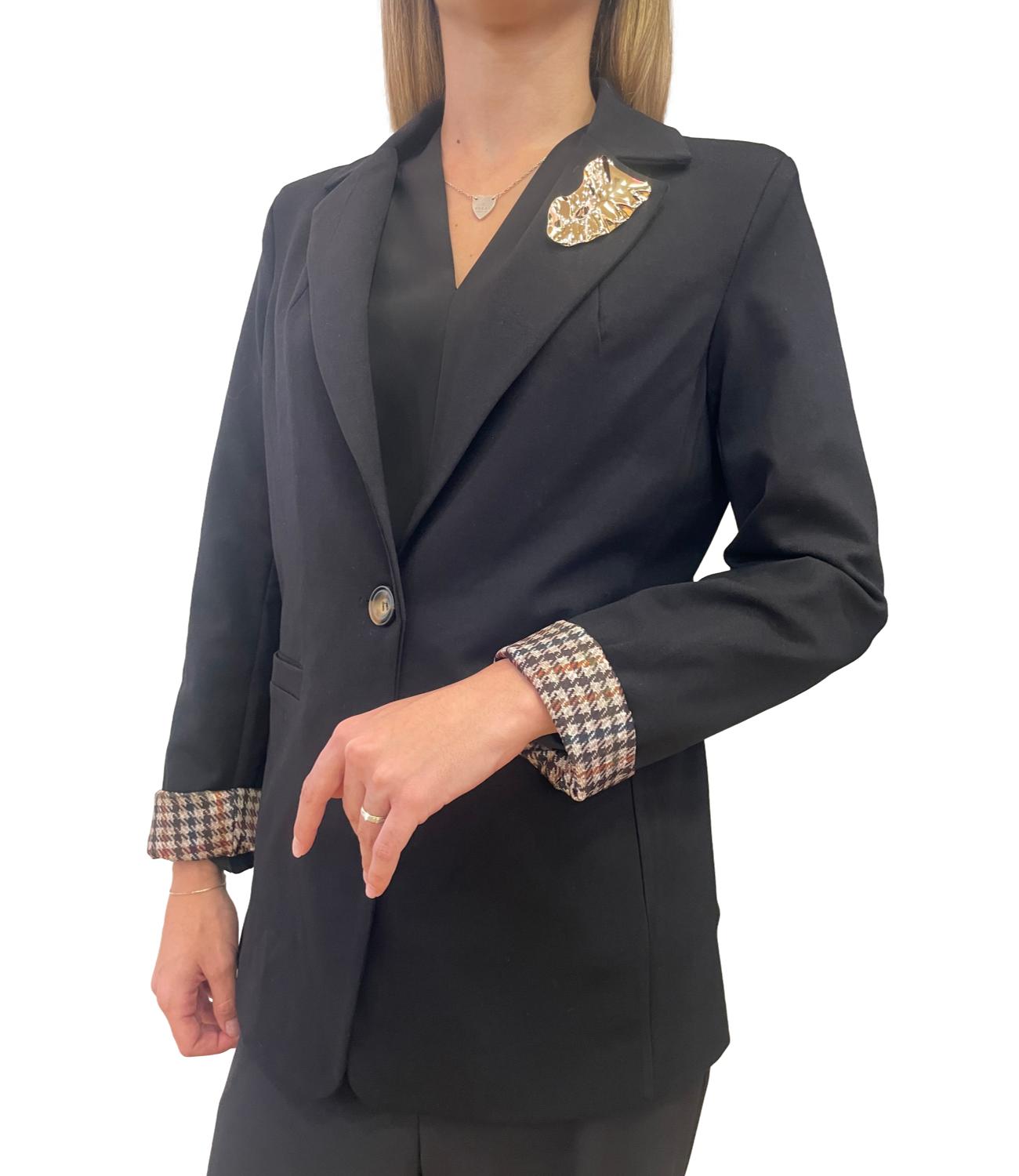 Susy Mix Giacca C/Spilla Nero Donna