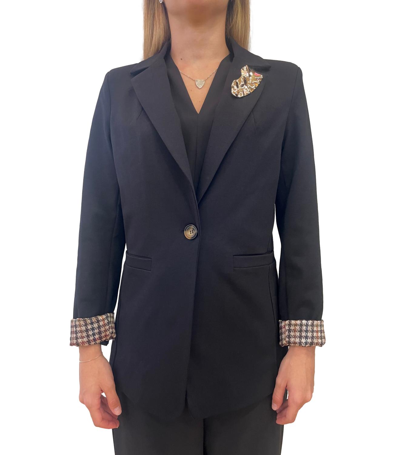 Susy Mix Giacca C/Spilla Nero Donna