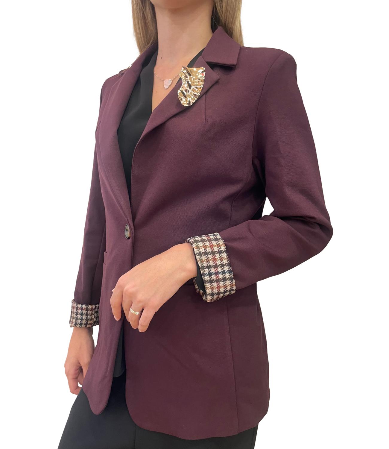 Susy Mix Giacca C/Spilla Vino Donna