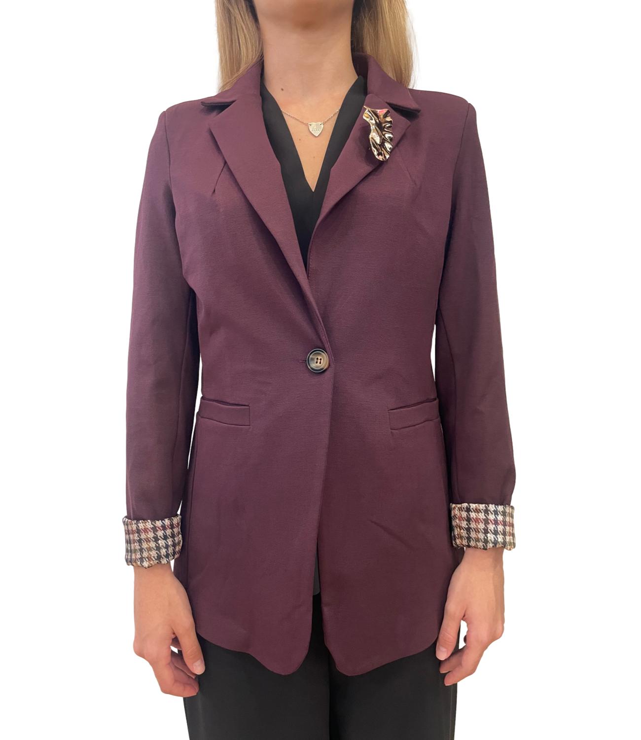 Susy Mix Giacca C/Spilla Vino Donna