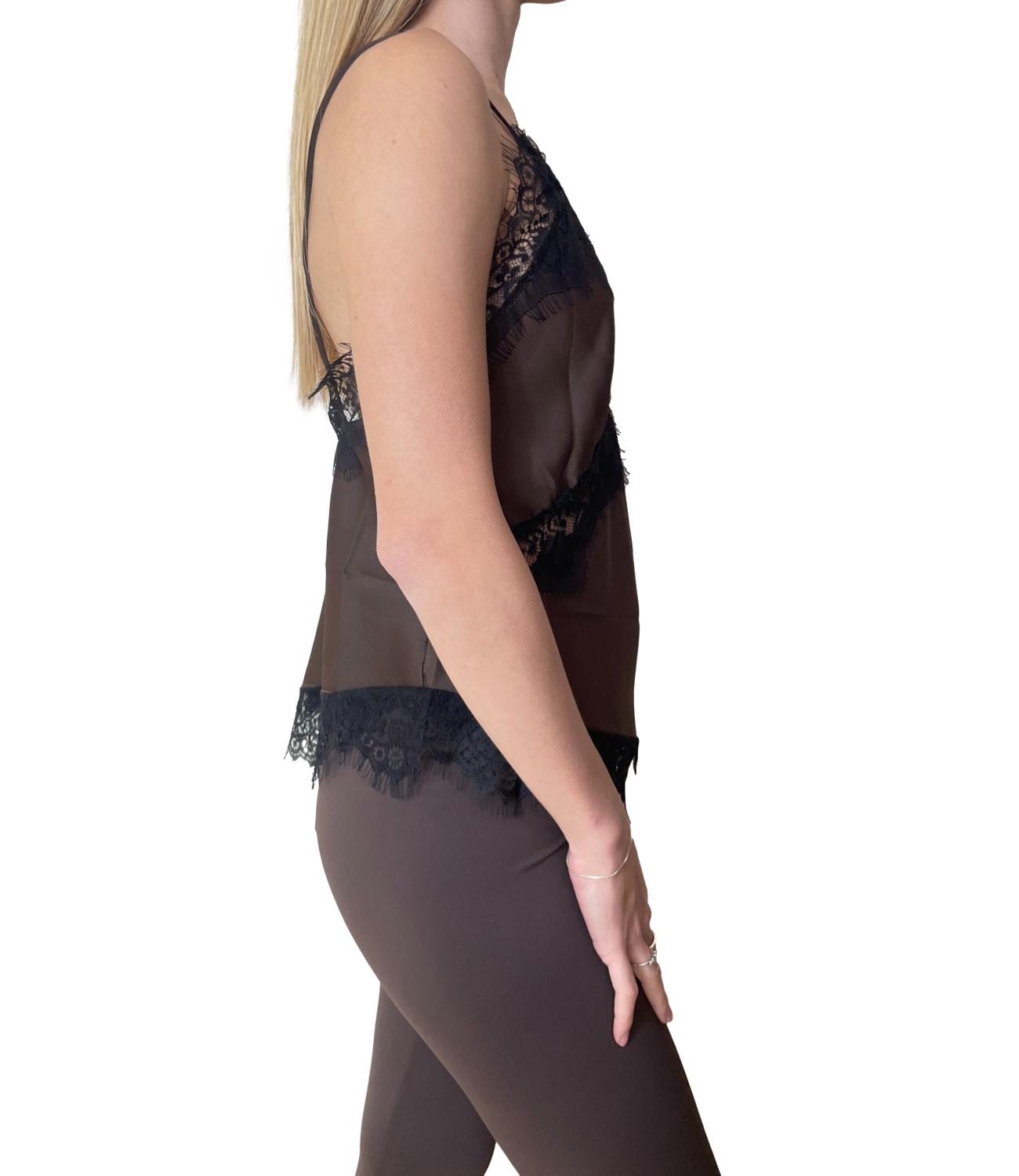 Susy Mix Top Pizzo Moro donna
