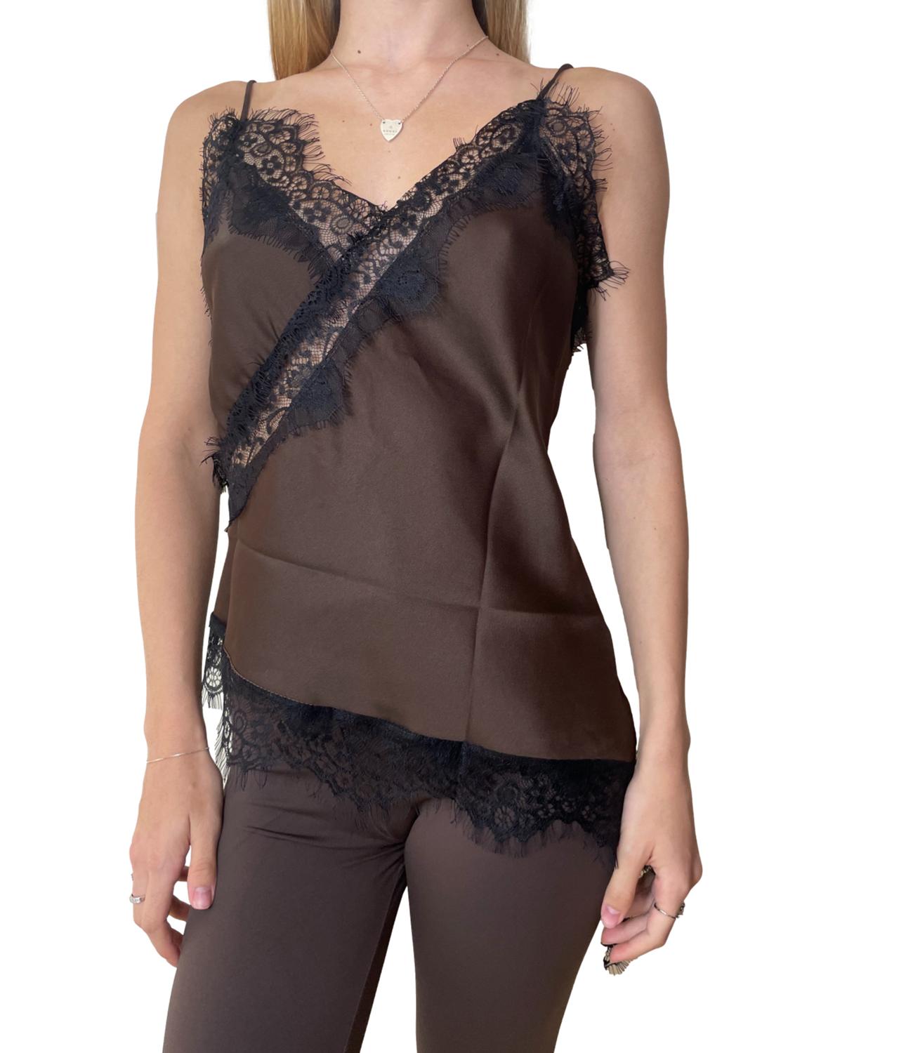 Susy Mix Top Pizzo Moro donna