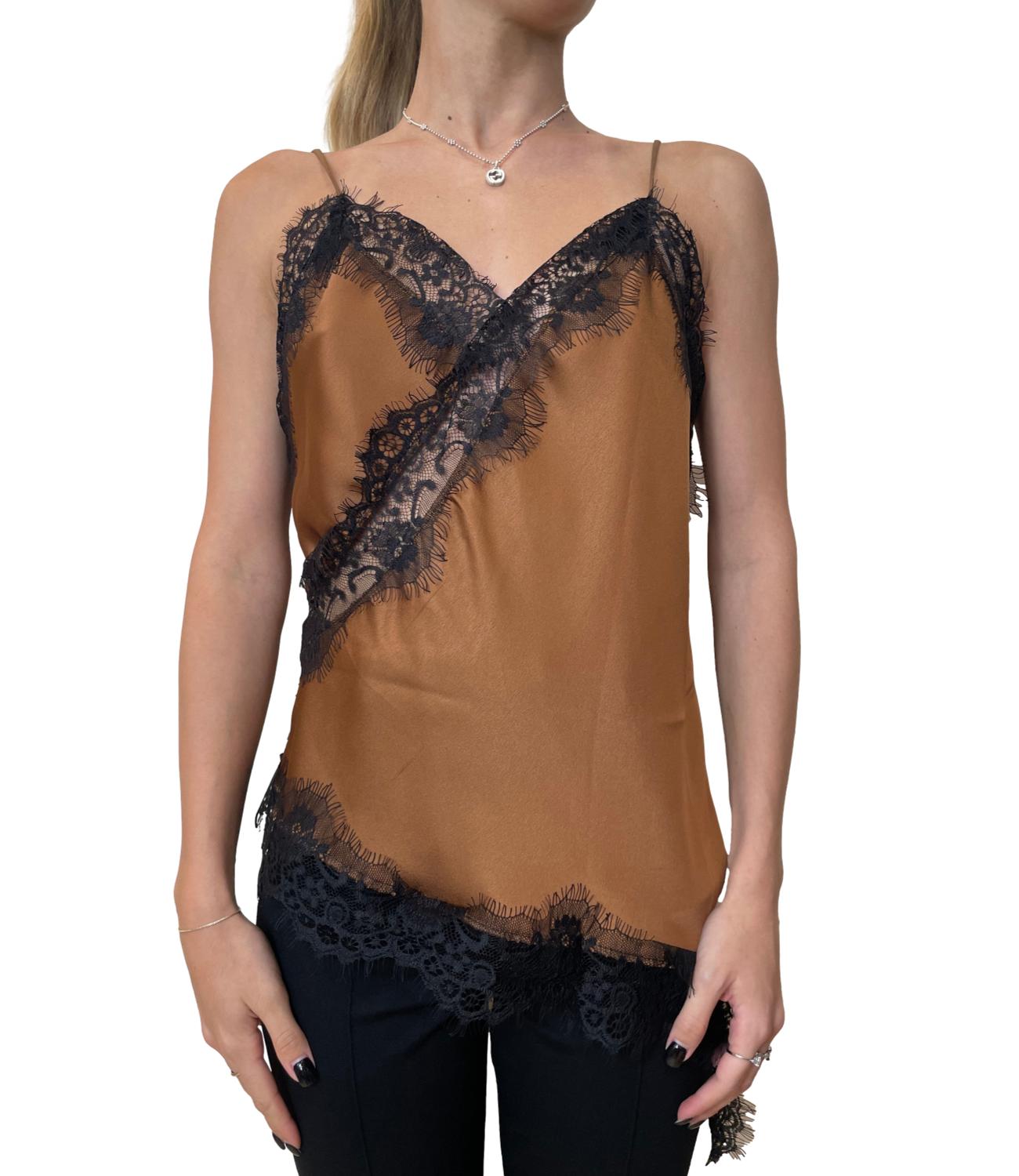 Susy Mix Top Pizzo Tabacco Donna