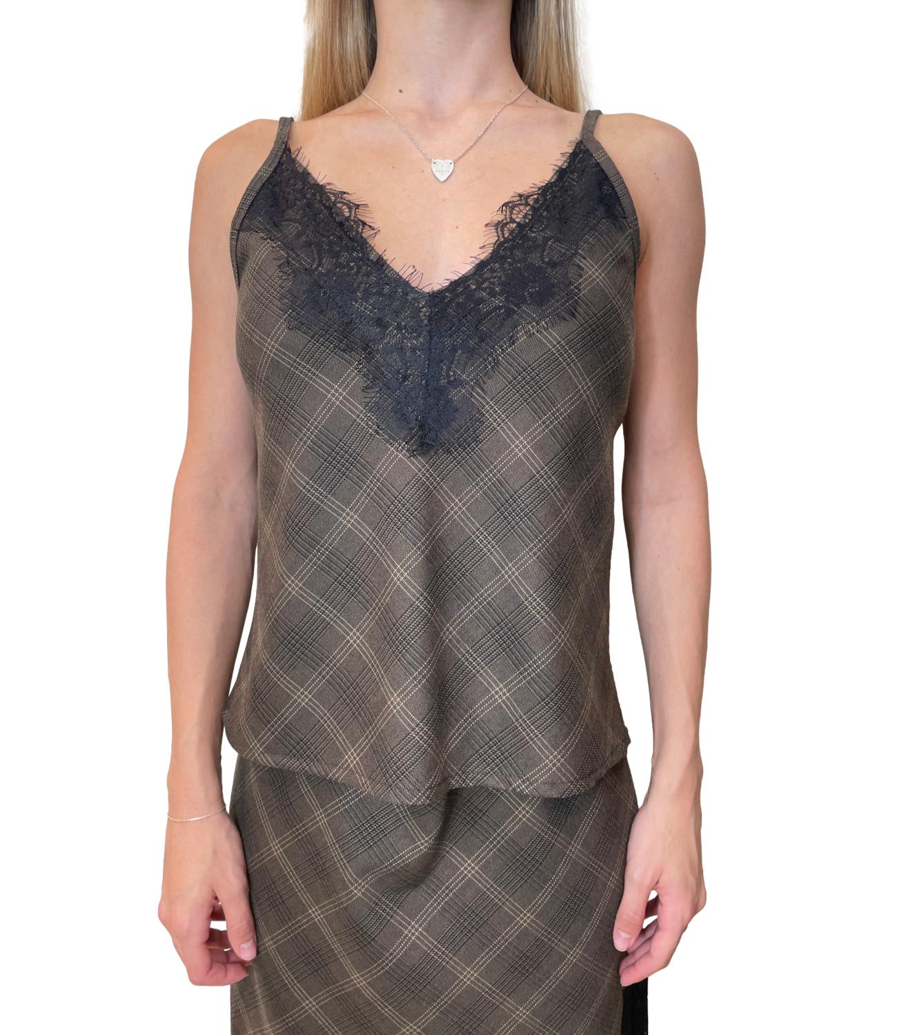 Susy Mix Top Check Fango Donna