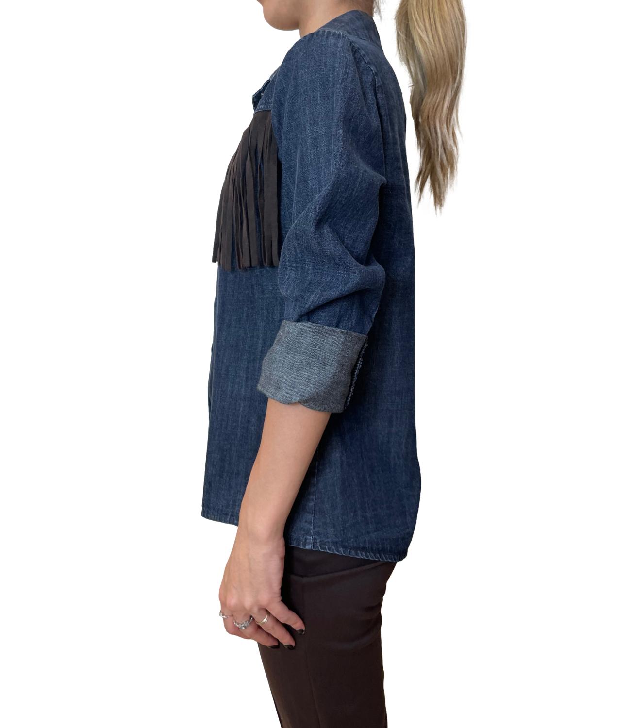 Susy Mix Camicia C/frange Denim Blu Donna