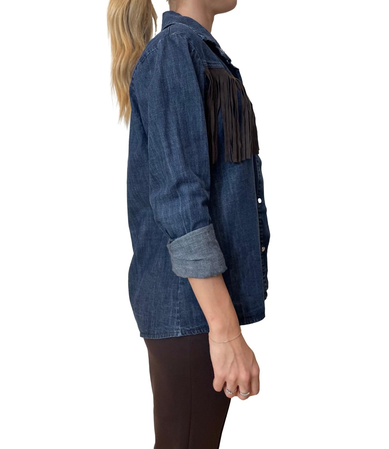 Susy Mix Camicia C/frange Denim Blu Donna